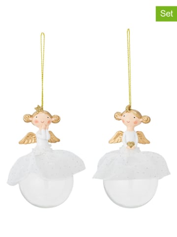Bloomingville 2-delige set: decohangers "Griselda" wit - (L)11,5 cm