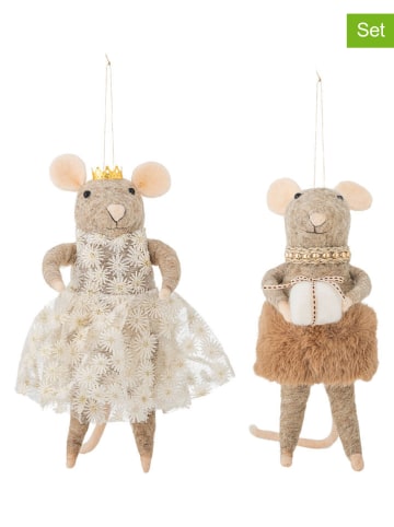 Bloomingville Zawieszki dekoracyjne (2 szt.) "Peo" w kolorze szaro-beżowym - dł. 23 cm