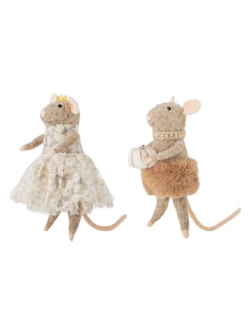 Bloomingville Zawieszki dekoracyjne (2 szt.) "Peo" w kolorze szaro-beżowym - dł. 23 cm