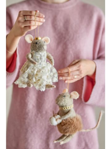 Bloomingville 2-delige set: decohangers "Peo" grijs/beige - (L)23 cm