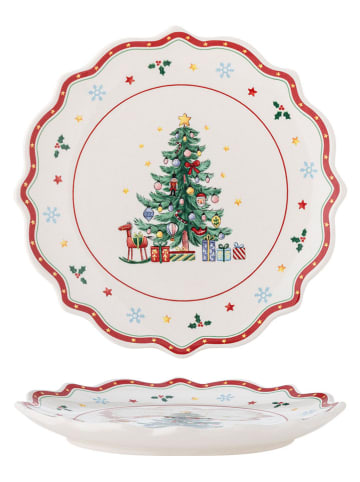 Bloomingville Talerz "Naive" w kolorze kremowo-czerwono-zielonym na pieczywo - Ø 17 cm