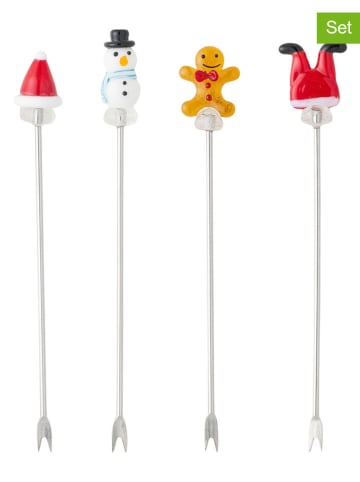 Bloomingville 4-delige set: cocktailvorken "Feliz" meerkleurig - (L)12 cm