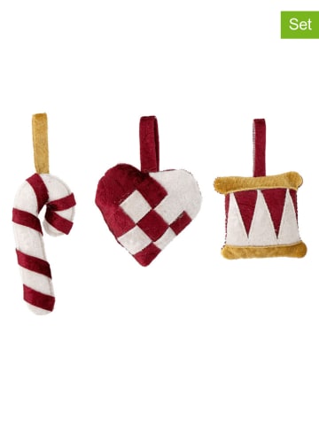 Bloomingville 3-delige set: decohangers "Velua" rood/wit