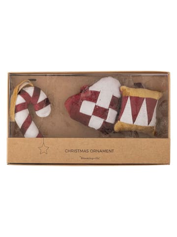 Bloomingville 3-delige set: decohangers "Velua" rood/wit