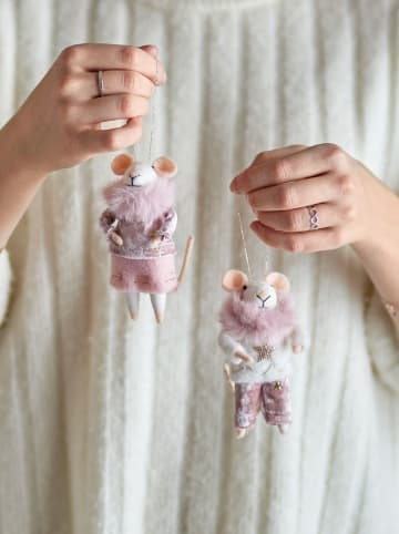 Bloomingville Zawieszki dekoracyjne (2 szt.) "Peo" w kolorze jasnoróżowym - dł. 13 cm