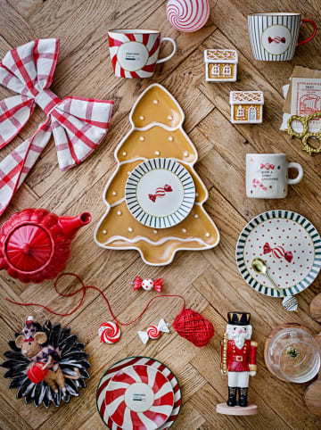 Bloomingville Kubki jumbo (2 szt.) "Yule" w kolorze kremowo-czerwono-zielonym - 380 ml