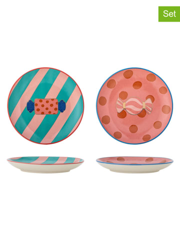 Bloomingville 2er-Set: Brotteller ''Caramella'' in Rosa/ Türkis - Ø 16 cm