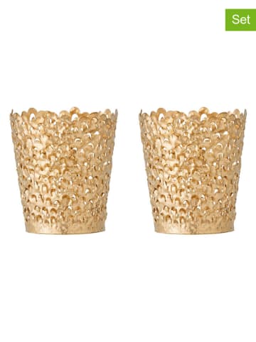 Bloomingville 2er-Set: Windlichter ''Mizou'' in Gold - (H)8,5 x Ø 7,5 cm