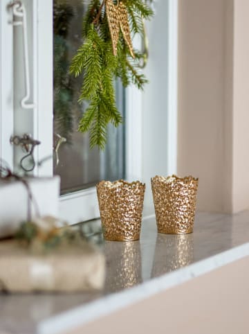 Bloomingville 2er-Set: Windlichter ''Mizou'' in Gold - (H)8,5 x Ø 7,5 cm