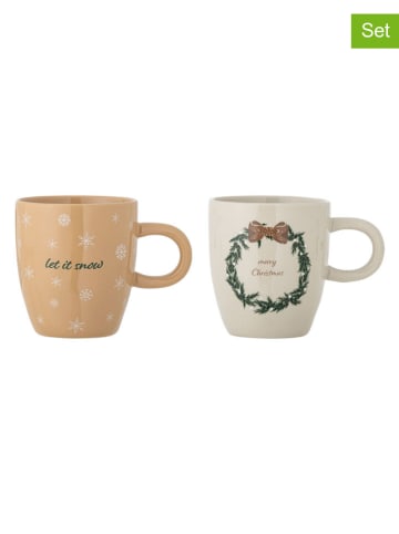 Bloomingville 2er-Set: Jumbotassen ''Jolina'' in Beige/ Creme - 400 ml