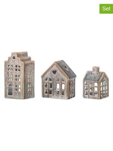 Bloomingville 3-delige set: windlichten "Kalia" grijs