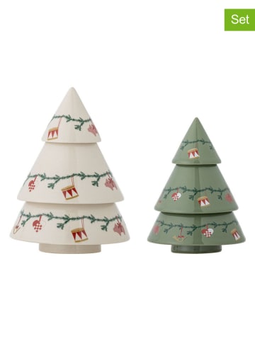 Bloomingville 2-delige set: decofiguren "Yule" wit/groen