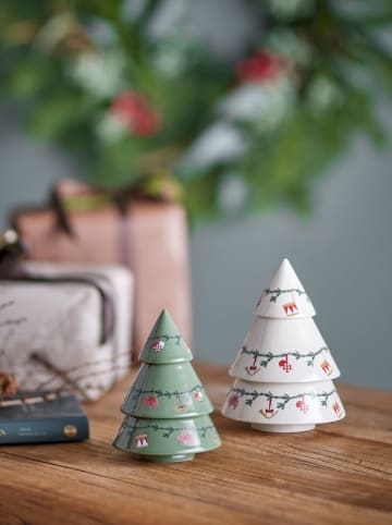 Bloomingville Figurki dekoracyjne (2 szt.) "Yule" w kolorze biało-zielonym