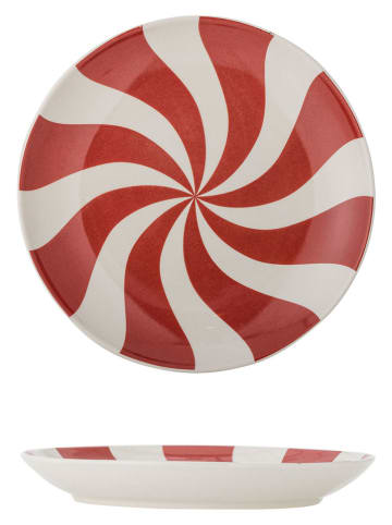 Bloomingville Talerz śniadaniowy "Yule" w kolorze biało-czerwonym - Ø 23 cm