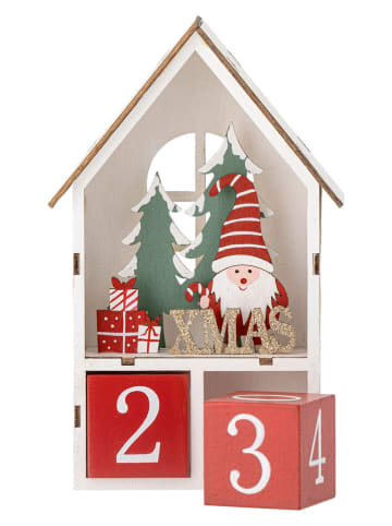 Bloomingville Kerstkalender "Edmund" wit/rood - (B)12 x (H)19 x (D)5 cm