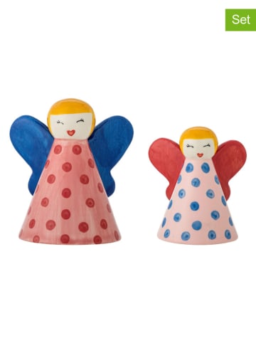 Bloomingville Figurki dekoracyjne (2 szt.) "Caramella" w kolorze jasnoróżowo-niebieskim
