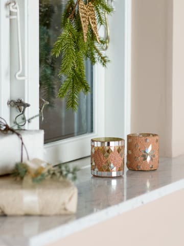 Bloomingville 2-delige set: windlichten "Myr Votive" oranje - (H)7,5 x Ø 6,5 cm