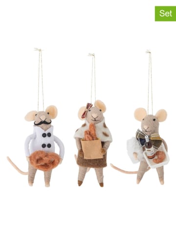 Bloomingville 3-delige set: decohangers "Peo" meerkleurig - (L)12 cm