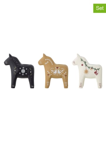 Bloomingville 3er-Set: Kerzenständer in Beige/ Weiß/ Schwarz - (B)9,5 x (H)10 x (T)4,5 cm
