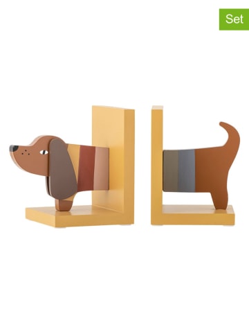 Bloomingville 2-delige set: boekensteunen "Charlie" meerkleurig - (B)12,5 x (H)15,5 x (D)15 cm