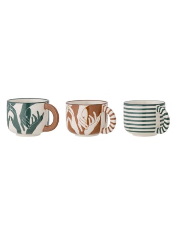Bloomingville Kubki (3 szt.) "Carim" w kolorze jasnobrązowo-zielono-kremowym - 245 ml