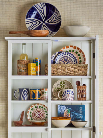 Bloomingville Mok "Shama" crème/donkerblauw - 515 ml