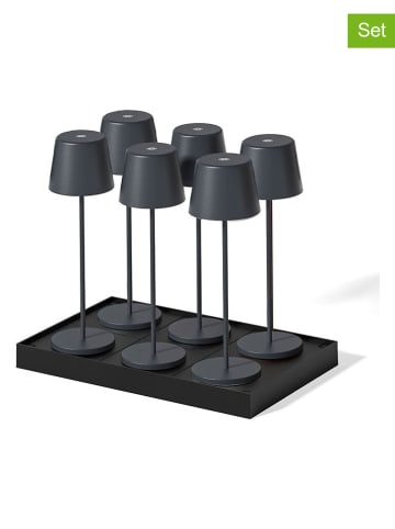 lumisky 6er-Set: LED-Tischleuchten "Kelly" in Anthrazit - (H)38 x Ø 11,5 cm