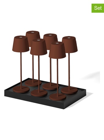 lumisky Lampy stołowe LED (6 szt.) "Kelly" w kolorze brązowym - wys. 38 x Ø 11,5 cm