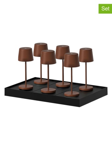lumisky Lampy stołowe LED (6 szt.) w kolorze brązowym - wys. 22 x Ø 8,2 cm