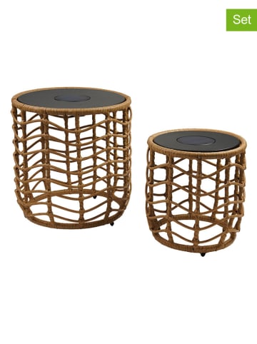 lumisky 2er-Set: Solar-Dekoleuchten "Nerita" in Hellbraun