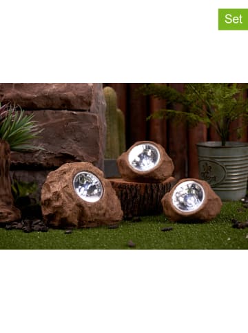 lumisky Lampy solarne LED (3 szt.) "Rocky" w kolorze jasnobrązowym