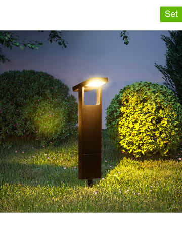 lumisky 2er-Set: LED-Solargartenstecker in Schwarz - (B)16,2 x (H)49 cm