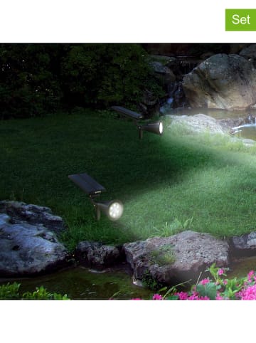 lumisky 2er-Set: LED-Solarleuchten "Spiky" in Schwarz - (H)34 cm