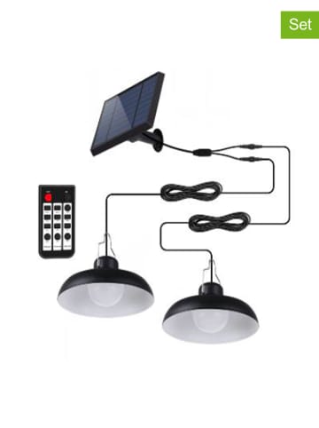 lumisky 2er-Set: LED-Solarleuchten "Waren" in Schwarz - Ø 18 cm