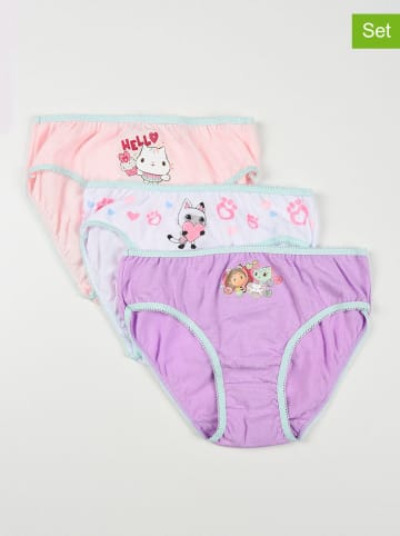 Gabby's Dollhouse Majtki (3 pary) "Domek Gabi" w kolorze jasnoróżowym, kremowym i fioletowym