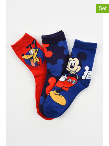 Disney Mickey Mouse 3er-Set: Socken "Mickey" in Rot/ Dunkelblau