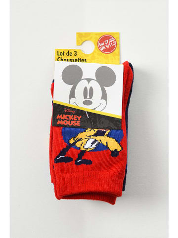 Disney Mickey Mouse Skarpety (3 pary) "Myszka Miki" w kolorze czerwono-granatowym