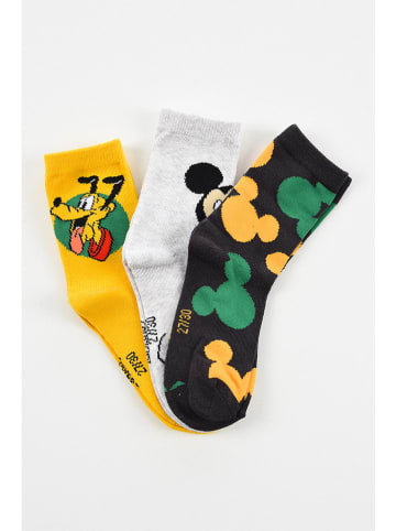 Disney Mickey Mouse 3er-Set: Socken "Mickey" in Gelb/ Schwarz/ Grau