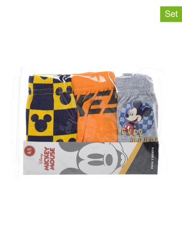 Disney Mickey Mouse 3er-Set: Slips "Mickey" in Orange/ Grau/ Gelb