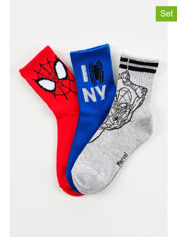 Spiderman Skarpety (3 pary) "Spider-Man" w kolorze czerwonym, granatowym i szarym