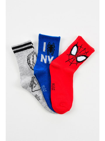 Spiderman 3-delige set: sokken "Spiderman" rood/donkerblauw/grijs
