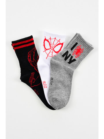 Spiderman Skarpety (3 pary) "Spider-Man" w kolorze szarym, czarnym i białym