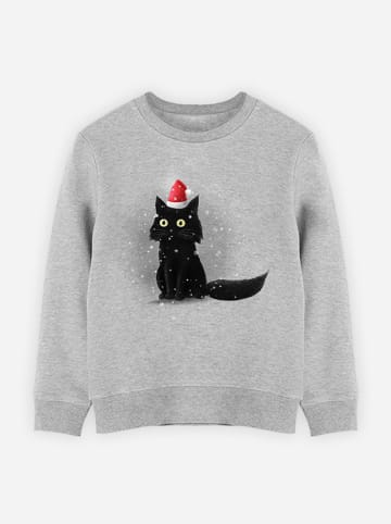 WOOOP Bluza "Christmas cat" w kolorze szarym