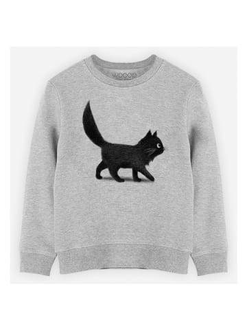 WOOOP Sweatshirt "Creeping cat" in Grau