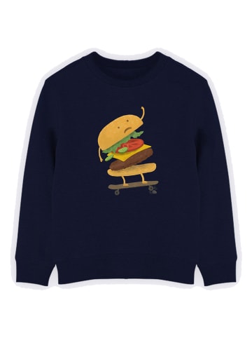 WOOOP Sweatshirt "Burger wipout" donkerblauw