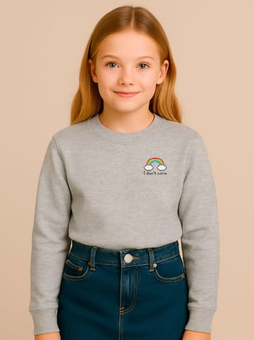 WOOOP Sweatshirt "Don't care" in Grau