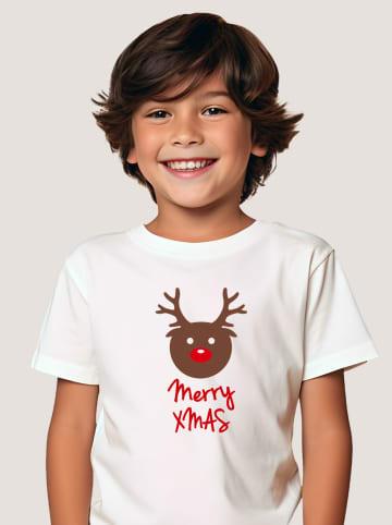 WOOOP Shirt "Merry Xmas Renne" in Weiß