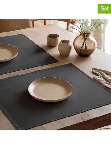 Mint Rugs 2-delige set: placemats "Bria" antraciet - (L)50 x (B)40 cm