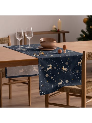 Mint Rugs Tischläufer "Christmas Deer" in Dunkelblau/ Weiß