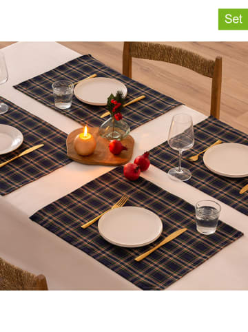 Mint Rugs 2-delige set: placemats "Christmas Naibi" donkerblauw - (L)50 x (B)40 cm